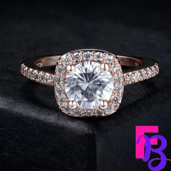 ***NEW!*** Rose Gold Halo CZ Ring - Picture 4 of 8